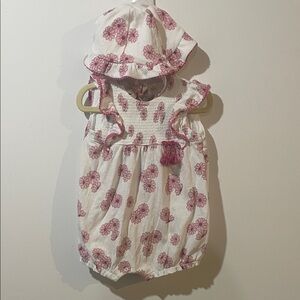 Mayoral Floral Baby Romper with Hat 12 Months